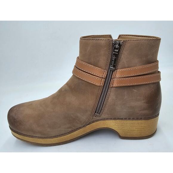 Dansko Brooks Ankle Platform Bootie Taupe Burnished Nubuck Women's 38 (7.5-8 US) - Picture 7 of 11